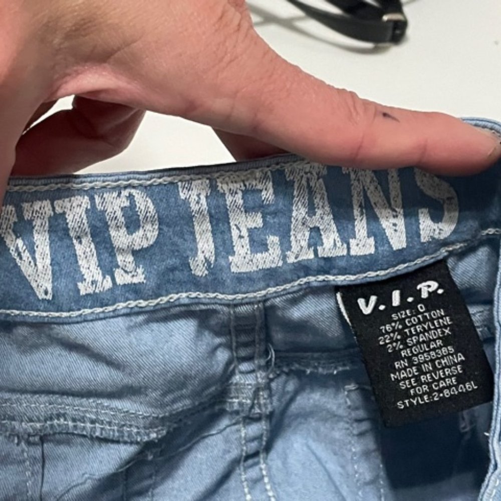 V.I.P. Distressed Skinny Ripped Low Rise Jeans 0 - Picture 2 of 6